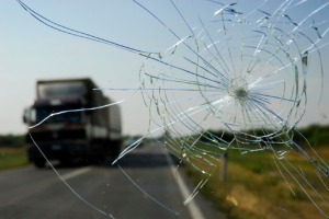 Window Crack from Car Crash in Need of a Truck Accident Lawyer in East Peoria IL
